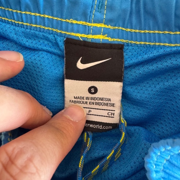 Nike Boys Blue Swim Shorts with Yellow Swoosh - Picture 3 of 3